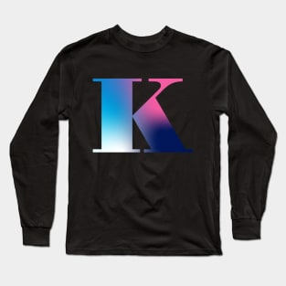 Capital Letter K Monogram Gradient Pink Blue White Long Sleeve T-Shirt